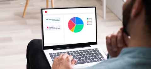 Businessman querying dashboard on chatbot